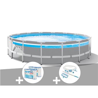 kit piscine tubulaire intex prism frame clear window ronde 4 88 x 1 22 m kit d entretien 6 cartouches de filtration piscine achat prix fnac
