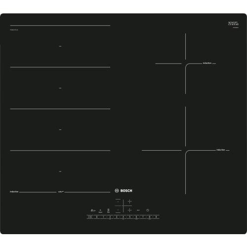 Bosch Serie 6 PXE611FC1E - Inductiekookplaat - 4 hobben - Niche - breedte: 56 cm - diepte: 49 cm - zwart