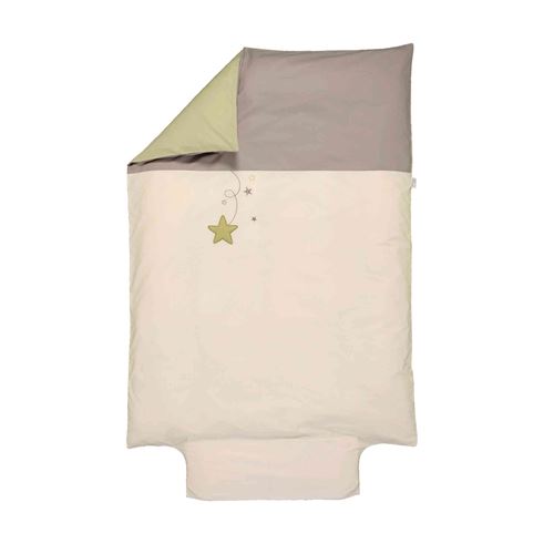 Housse de couette P'tit Basile 100x140 cm Pluie d'étoiles Ecru naturel