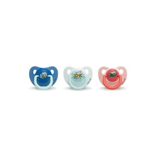 SUAVINEX Lot de 3 sucettes silicone physiologique arty baby 0/6 mois