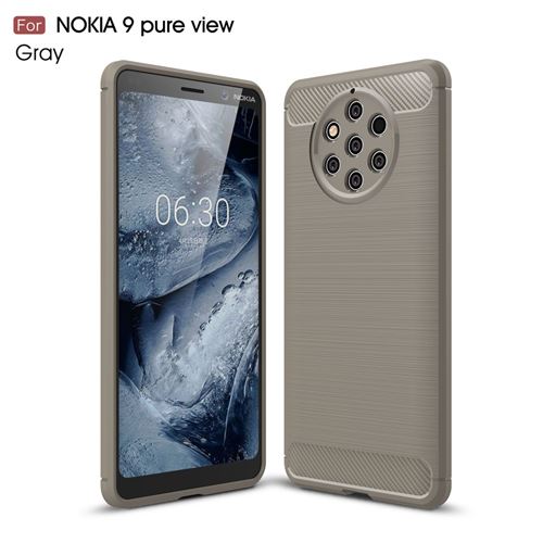 Coque en TPU fibre de carbone gris pour votre Nokia 9 PureView