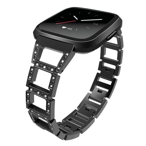 Bracelet en acier inoxydable brillant pour Fitbit Versa 3 / Sense - Noir