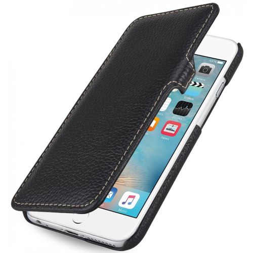 Etui pour iPhone 6s Plus / 6 Plus Book Type en cuir véritable grainé noir Stilgut