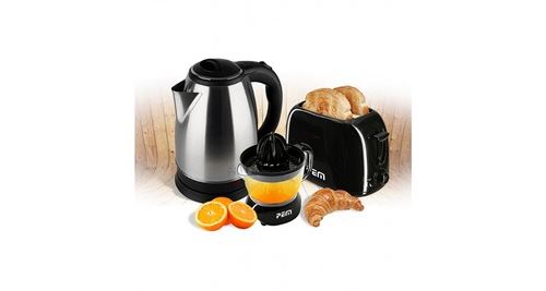 Kit petit déjeuner - Bouilloire + Grille pain 2 fentes + Presse-agrume - PEM KT-360