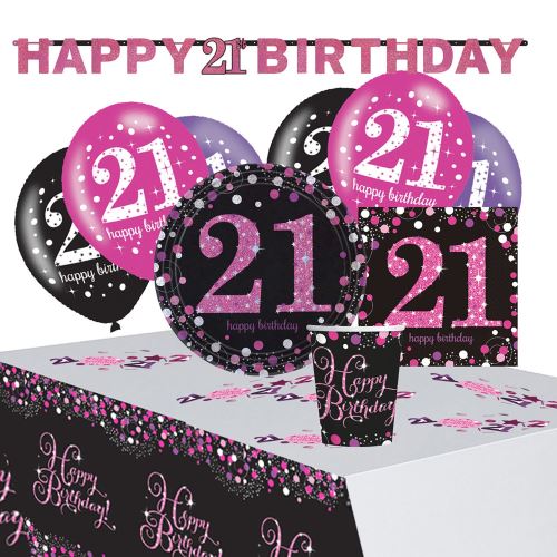 Amscan party Pack Joyeux 21e anniversaire dames rose/noir 41 pièces