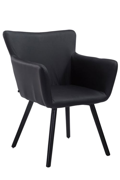 Chaise de salle à manger avec accoudoirs Antwerpen en similicuir , Noir /Bois de chêne Noir
