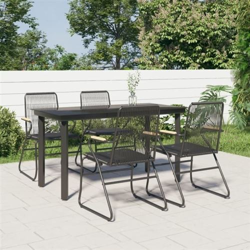 Non Communiqué Noir Vidaxl Mobilier À Dîner De Jardin 5 Pcs Rotin Pvc 3099211