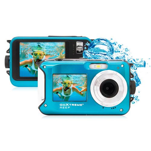 GoXtreme Reef Blue Appareil photo numérique 24 Mill. pixel bleu vidéo Full HD, étanche jusquà 3 m, caméra submersible, résistant aux chocs, avec flash intégré