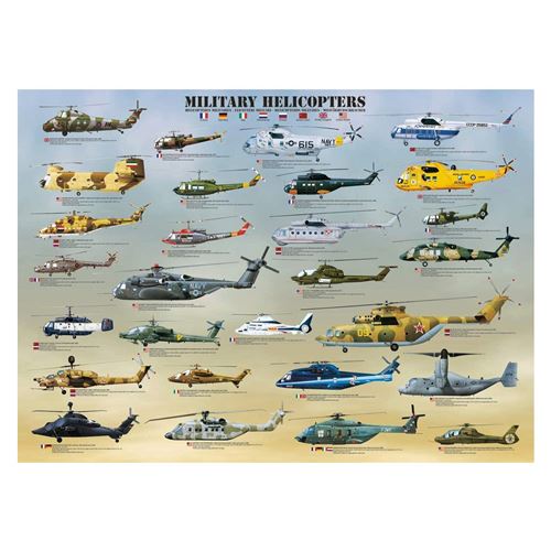 Puzzle 500 pièces XXL Eurographics - Hélicoptère Militaire