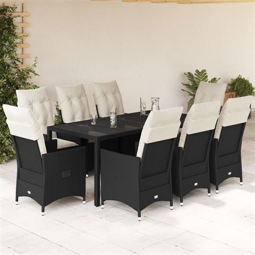 Non Communiqué Noir Vidaxl 9-Delige Tuinset Poly Rattan Zwart3276699
