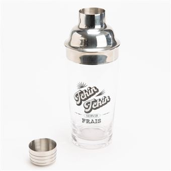 Shaker à Cocktail En Verre Doré 400 Ml - Avec Cuillère Et Verre Doseur Inox - Pour Bar Maison, Jus, Mélanges