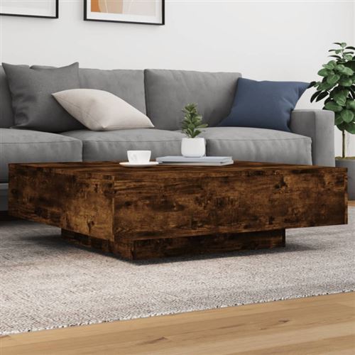 Table basse chêne fumé 100x100x31 cm bois d ingénierie