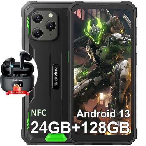 Smartphone Incassable Blackview BV5300 Plus Android 13 6,1 128 Go 6580mAh NFC Vert avec Blackview Airbuds 8