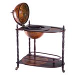 bar globe giantex terrestre vintage mappemonde en bois d'eucalyptus avec 3 roulettes et style Italien du XVIe siècle, 70 x 45 x 88 CM