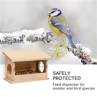 Mangeoire pour oiseaux en bois naturel non traité Cordon de