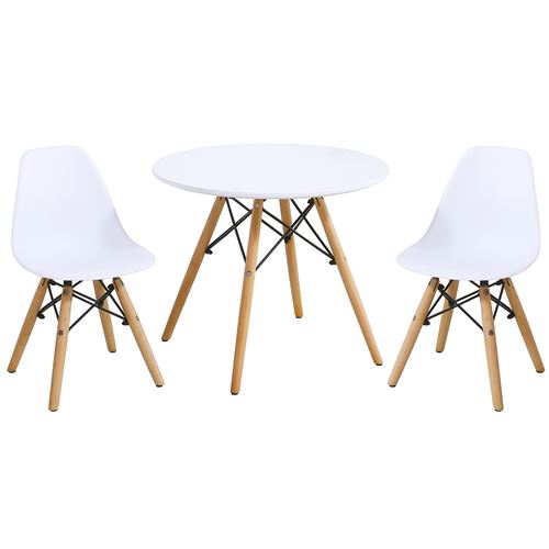 ensemble table et chaises giantex blanc, inclus 1 table et 2 chaises de style scandinave pour enfant de 3 à 12 ans