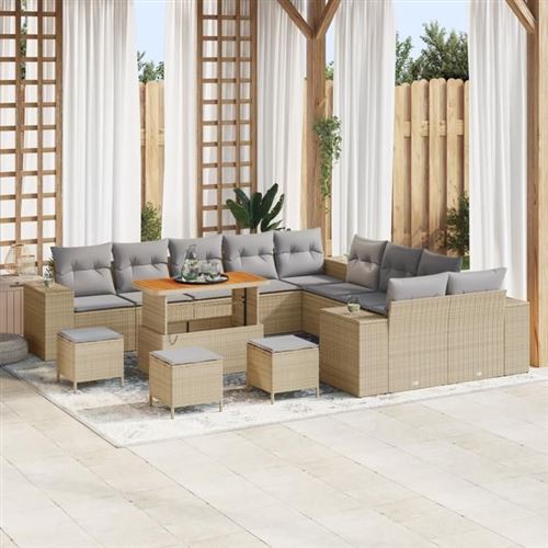 vidaXL Ensemble de canapé de jardin 14 pc Beige et Gris clair