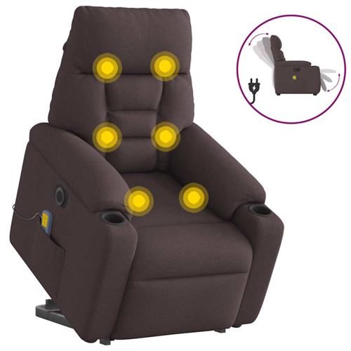 Fauteuil inclinable de massage électrique Marron foncé Tissu
