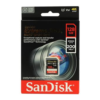 SanDisk Extreme Pro - Carte mémoire flash - 128 Go - Video Class V30 / UHS-I U3 / Class10 - SDXC UHS-I