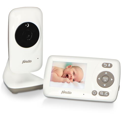 Babyphone avec caméra et écran couleur 2.4 Alecto DVM-71 Blanc-Taupe