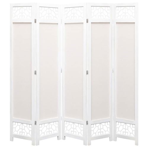 vidaXL Cloison de séparation 5 panneaux Crème 175x165 cm Tissu