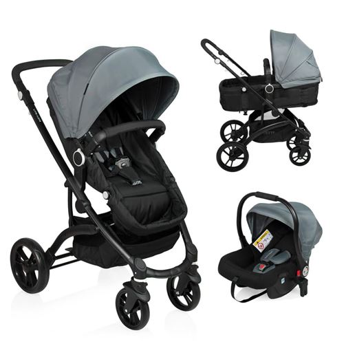 Little World Poussette 3 en 1 City Walker Gris et noir