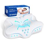 Konsoefuly Oreiller Ergonomique Cervical - Mousse à mémoire de forme - 4 hauteurs - 60x40 cm - Blanc - OEKO-TEX