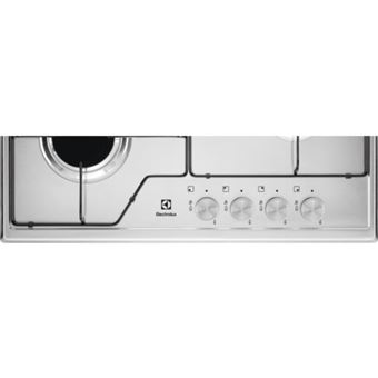 Plaque Gaz Electrolux KGS6424SX 60cm 3000W 4 Foyers Acier inoxydable Verre Noir