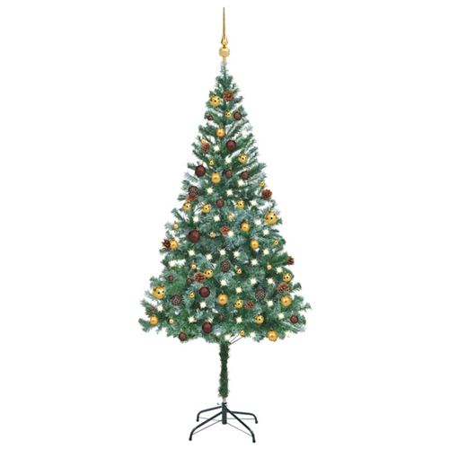vidaXL Arbre de Noël artificiel LED et boules et pommes de pin 180 cm