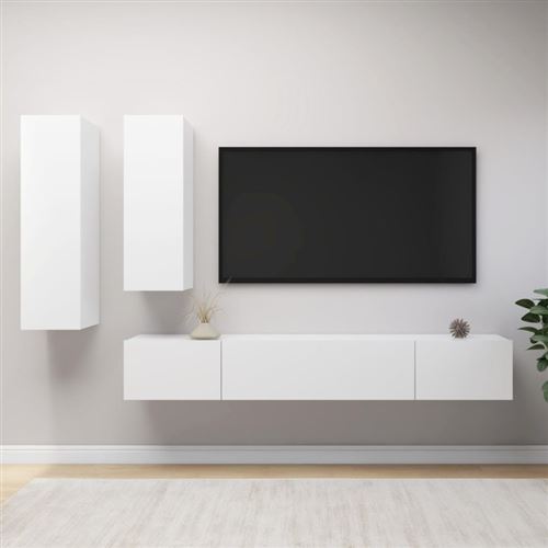 vidaXL Ensemble de meuble TV 4 pcs Blanc Bois d'ingénierie