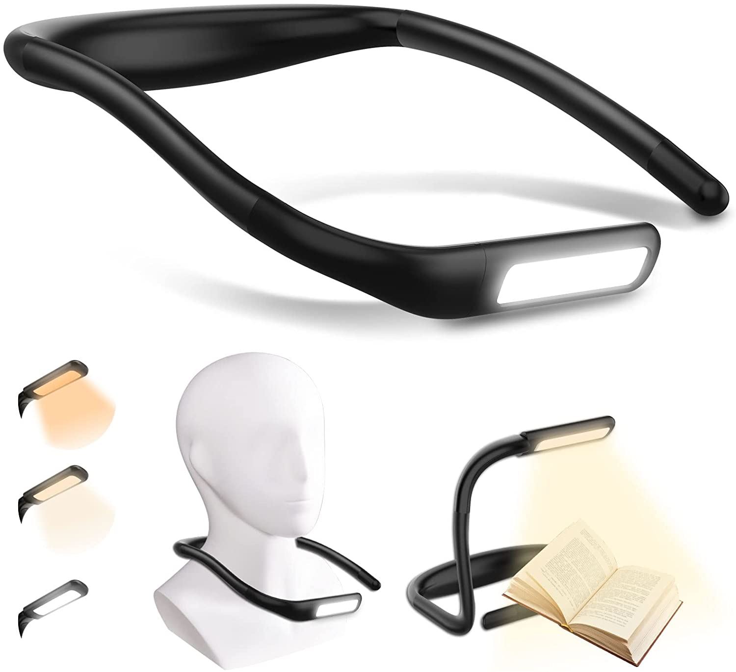Lampe De Lecture USB Rechargeable à Suspendre Au Cou - 2 Niveaux De Luminosité, Bras Pliables - Pour Lire, Bricoler, Camping