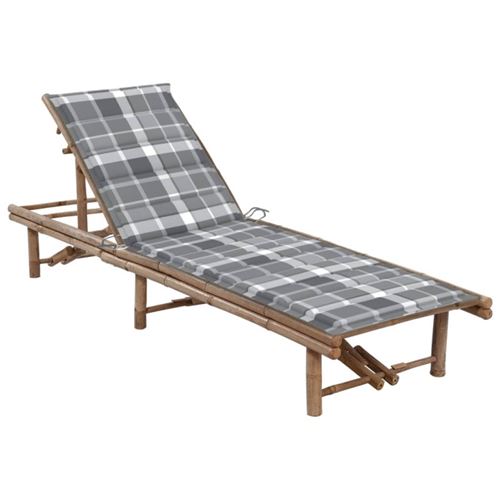 Non Communiqué Chaise Longue De Jardin Avec Coussin Bambou