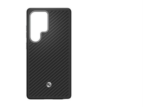Spigen Enzo GP-FPS938PGA - Coque de protection pour téléphone portable - aimant en aramide - fibre aramide, polyuréthanne thermoplastique (TPU), finition en carbone, aluminium anodisé - argent noir - pour Galaxy S25 Ultra