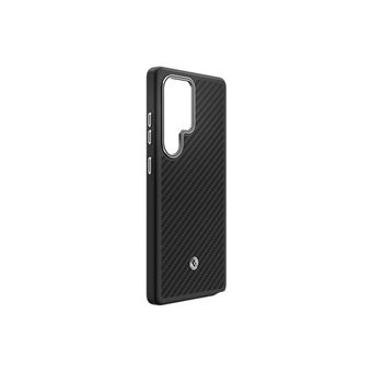 Spigen Enzo GP-FPS938PGA - Coque de protection pour téléphone portable - aimant en aramide - fibre aramide, polyuréthanne thermoplastique (TPU), finition en carbone, aluminium anodisé - argent noir - pour Galaxy S25 Ultra