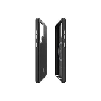 Spigen Enzo GP-FPS938PGA - Coque de protection pour téléphone portable - aimant en aramide - fibre aramide, polyuréthanne thermoplastique (TPU), finition en carbone, aluminium anodisé - argent noir - pour Galaxy S25 Ultra