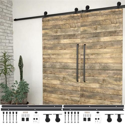 Vidaxl - Kit Di Binari Per Porte Scorrevoli 2 Pz 200 Cm In Acciaio Nero