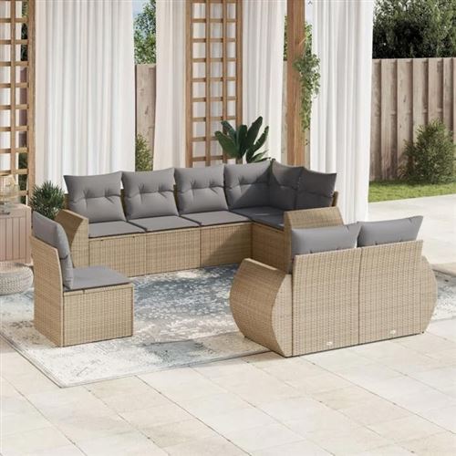 Non Communiqué Beige Vidaxl Salon De Jardin Avec Coussins 8 Pcs, Canapés De Terrasse, Ensemble De Meubles De Patio, Mobilier D'extérieur, 3221638