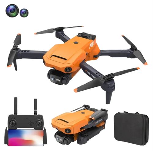 Drone SZSMART P8 Orange avec double caméra HD 4K 2 batteries Autonomie 12 min