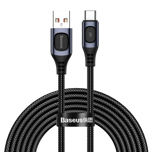 Câble BASEUS CATSS-B0G USB vers Type-C carrée DC 5A 2m argent noir