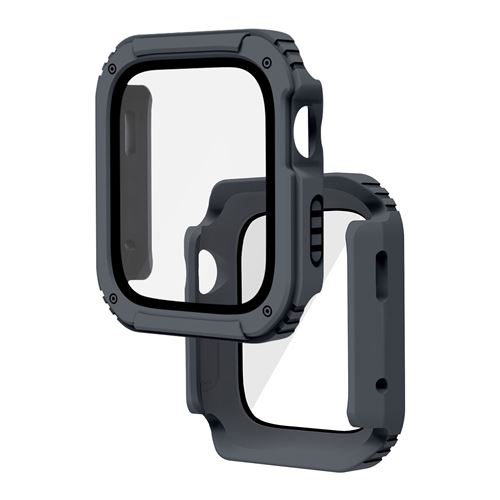 Protection Intégrale avec Verre Trempé pour Apple Watch Series 3, 2 et 1,  38mm - Gris Foncé - Français
