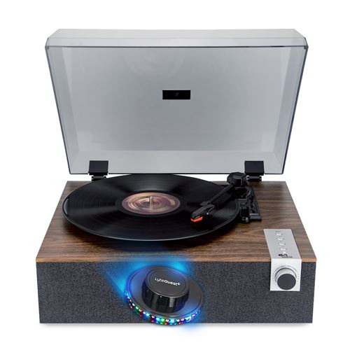 EVIDENCE ACOUSTICS Tourne-disque Vinyle EA-PL200-WOOD Haut-parleurs int&eacute;gr&eacute;s 40W PMPO - 33, 45 et 78 tours - Bluetooth, OVNI LED