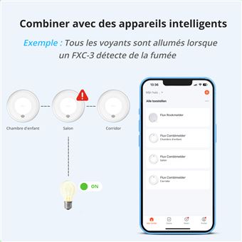 10% sur Fiux FXC-3 Détecteur de fumée et de monoxyde de carbone avec  application 5 pièces - Équipements et sécurité pour la maison - Achat &  prix