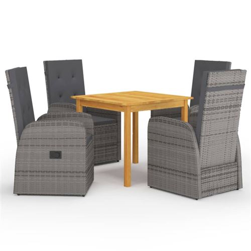 VIDAXL - Salon de jardin 5 pièces - Bois - Gris - Image 2