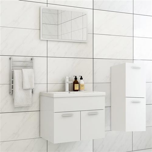vidaXL Ensemble de meubles de salle de bain Blanc Aggloméré3071180