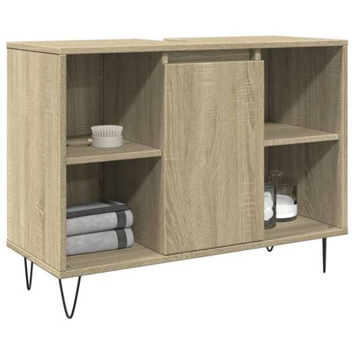 Vidaxl Armoire Salle De Bain Chêne Sonoma 80X33x60cm Bois D'ingénierie, Armoire De Rangement De Salle De Bain, Armoire De 849680 - Image 2