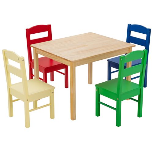 ensemble table et 4 chaises pour enfants giantex meubles pour activités en bois pour tout-petits, pour repas, dessin, lecture