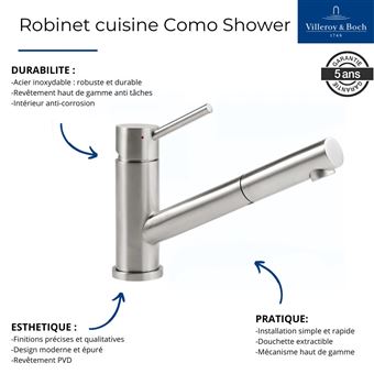 Robinet cuisine rabattable VILLEROY ET BOCH Como Shower window inox -  Installations salles de bain - Achat & prix