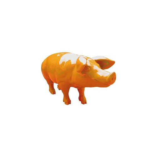 Texartes - Cochon coloré design en résine orange