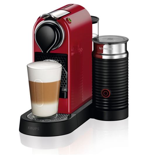 Krups Nespresso CitiZ & Milk YY4116FD - Machine à café avec buse vapeur "Cappuccino" - 19 bar - rouge