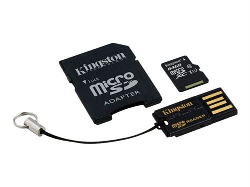 Kingston Multi-Kit / Mobility Kit - Carte mémoire flash (adaptateur microSDXC vers SD inclus(e)) - 64 Go - UHS Class 1 / Class10 - microSDXC UHS-I - avec USB Reader